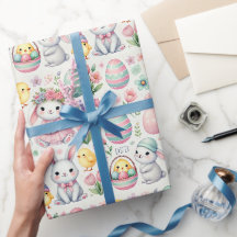 Papier Pastel Pâques - lapins mignons, Oeufs