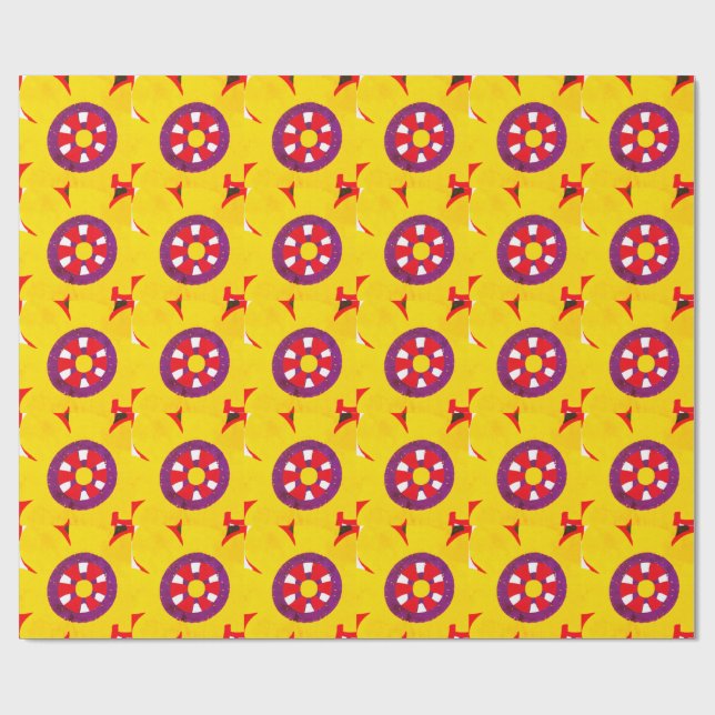 Papier Cadeau Papier peint à fleurs rétro (Plat)