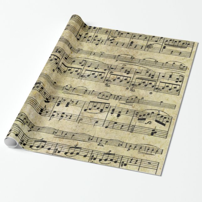 Papier Cadeau Papier peint victorien de feuille de musique (Déroulé)