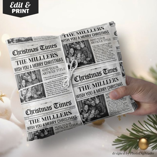 Papier Cadeau Papier personnalisé d'enveloppement de Noël (Personalized Newspaper Christmas Wrapping Paper)