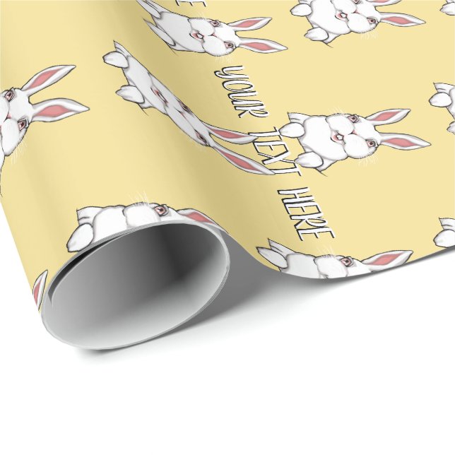 Papier Cadeau Papier personnalisé papier enveloppant lapin de Pâ (Coin rond)