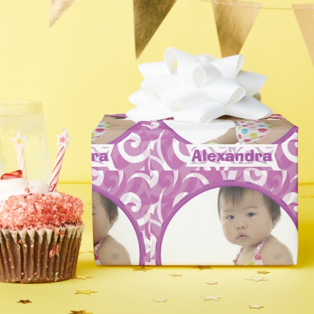 Papier Cadeau Papier photo pour bébé personnalisé (Fête d'anniversaire)
