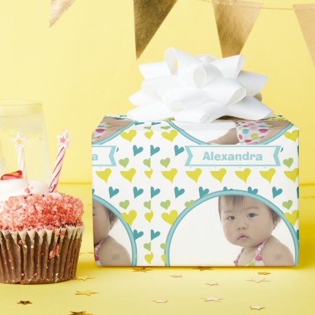 Papier Cadeau Papier photo pour bébé personnalisé (Fête d'anniversaire)