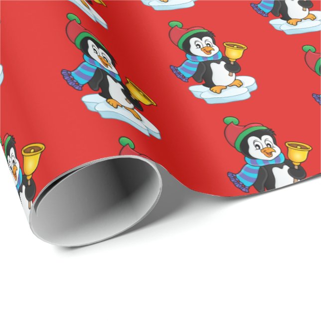 Papier Cadeau Papier-pingouin d'enveloppement de Noël (Coin rond)