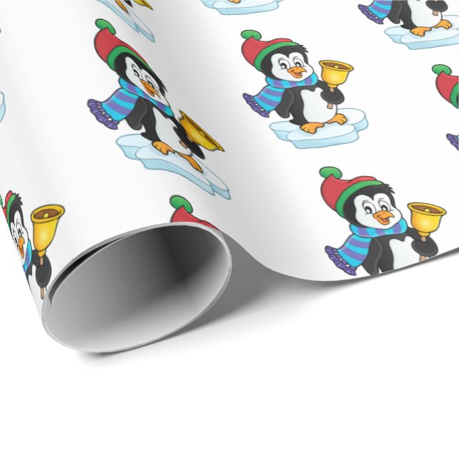 Papier Cadeau Papier-pingouin d'enveloppement de Noël (Coin rond)