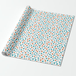 Papier Cadeau Papier Pois turquoise bleu et orange