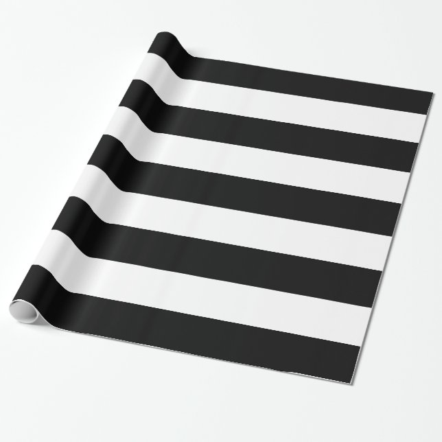 Papier Cadeau Papier rayé noir et blanc d'emballage cadeau (Déroulé)