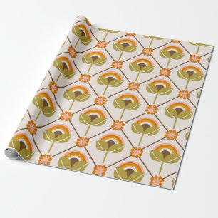 Papier Cadeau Papier Retro les années 70 Rainbow Flower Wrapper