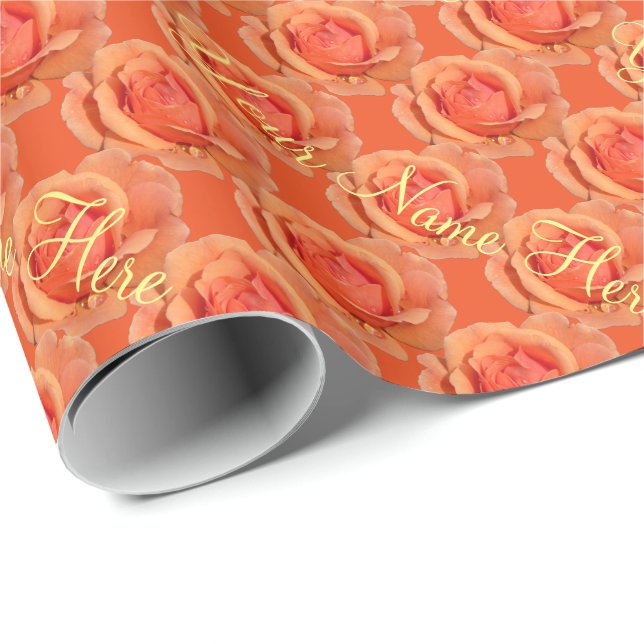 Papier Cadeau Papier Rose orange Papier Rose romantique (Coin rond)