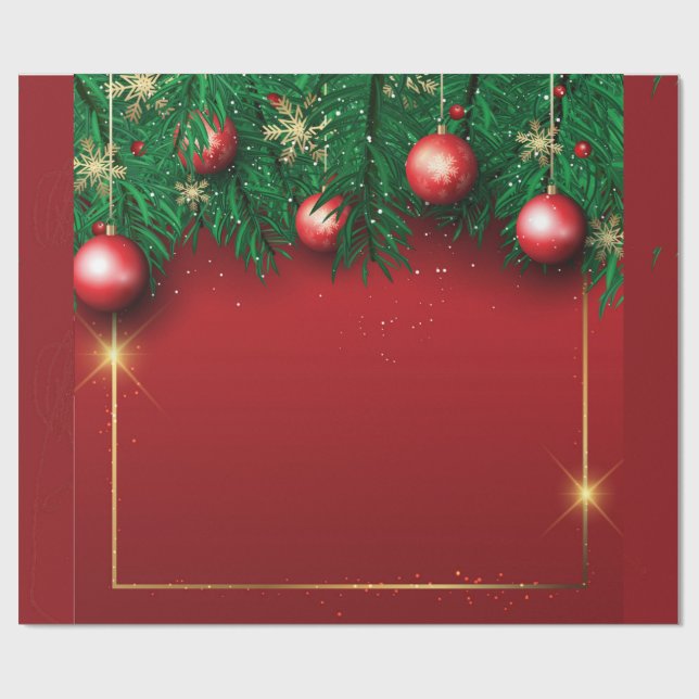 Papier Cadeau Papier rouge à enveloppement de Noël (Plat)