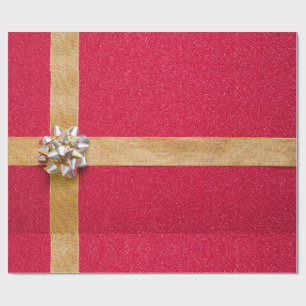 Papier Cadeau Papier rouge à enveloppement or