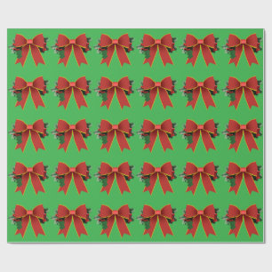 Papier Cadeau Papier rouge à enveloppement vert Bow de Noël