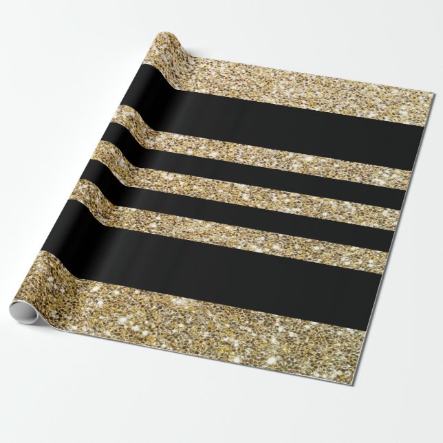 Papier Cadeau Papier scintillant d'or et d'emballage cadeau de (Déroulé)