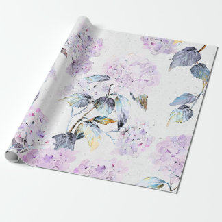 Papier Cadeau Papier Tissu d'Hydrangée violette en aquarelle