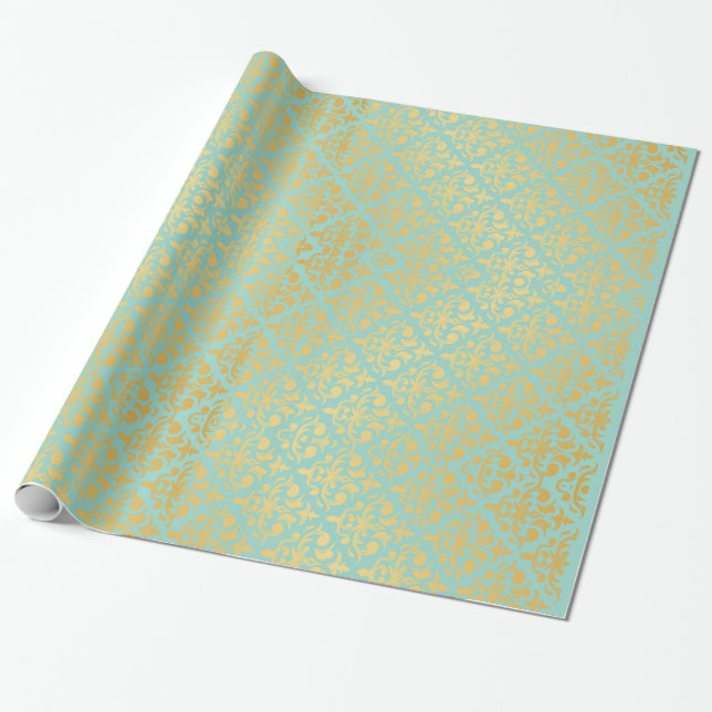 Papier Cadeau Papier turquoise brillant - Élégant et brillant ca (Déroulé)