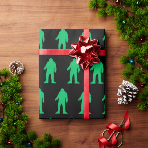 Papier Cadeau Papier vert Bigfoot Yeti Sasquatch Neon