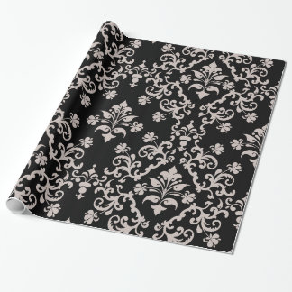 Papier Cadeau Papier vintage à enveloppement rose et noir
