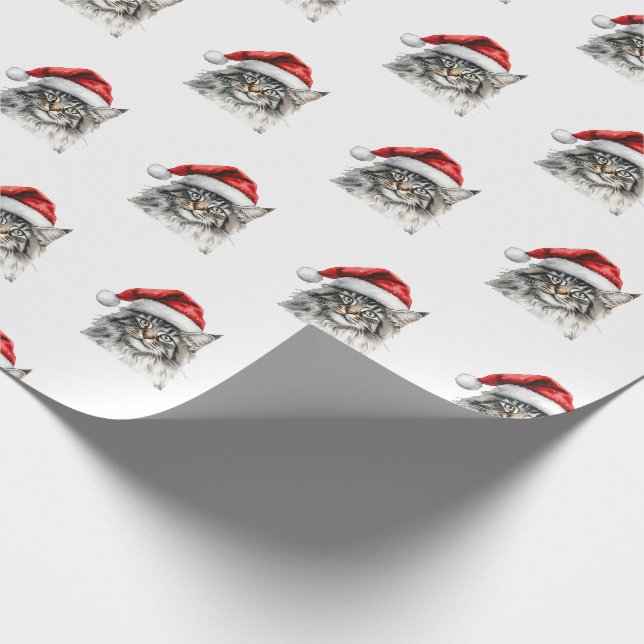 Papier Cadeau Papiers à envelopper - Festive Maine Coon à Noël (Coin)