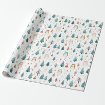 papiers d'emballage cadeau de noël arbres