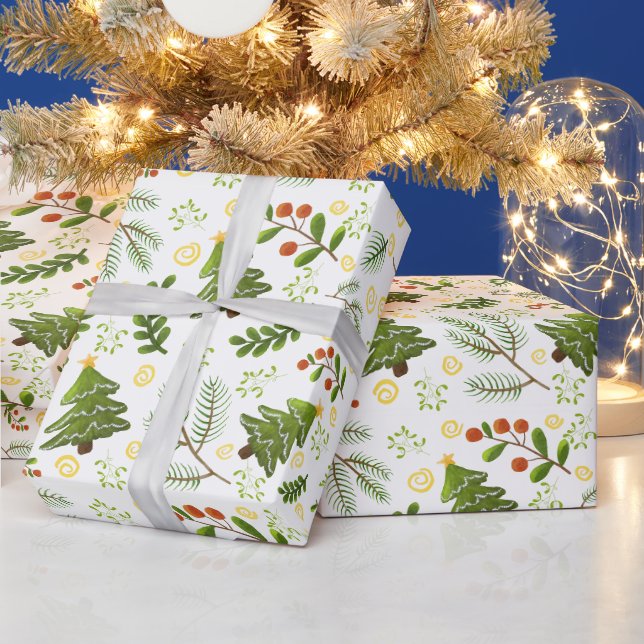 Papier Cadeau papiers d'emballage cadeau de noël arbres (Vacances)