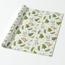 papiers d'emballage cadeau de noël arbres