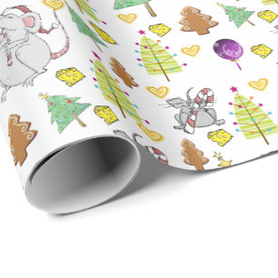 Papier Cadeau Papiers d'emballage pour sapins de Noël Souris Fro