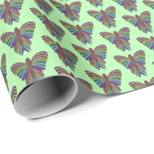 Papier cadeau Papillon Arc-en-ciel (vert clair)