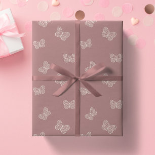 Papier Cadeau Papillon Bohème Moderne Fille Neutre Mauve