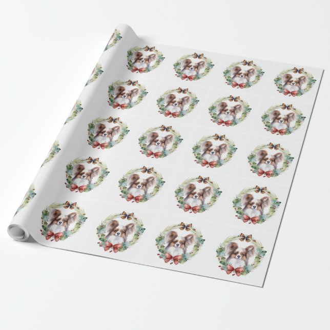 Papier Cadeau Papillon Christmas Wreath Festive Pup (Déroulé)