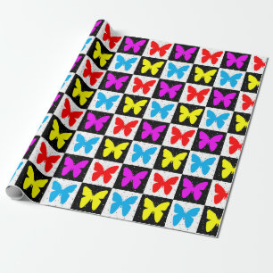 Papier Cadeau Papillon coloré bloc géométrique Impression