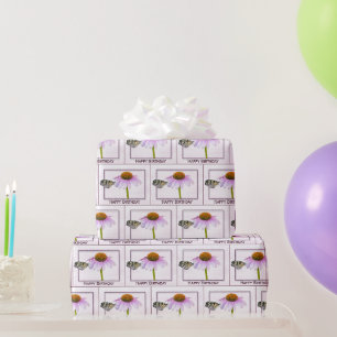 Papier Cadeau Papillon d'anniversaire sur la fleur de cône