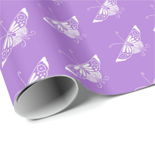Papier Cadeau Papillon déco stylisé - lavande