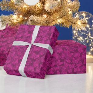 Papier Cadeau Papillon floral naturel moderne violet luxueux