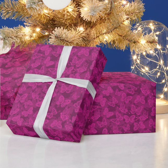 Papier Cadeau Papillon floral naturel moderne violet luxueux (Vacances)