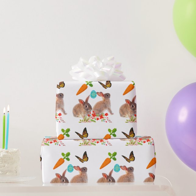 Papier Cadeau Papillon lapin de Pâques et vacances Carotte (Cadeaux de fête)