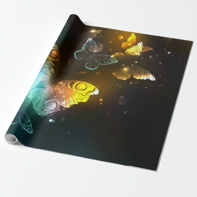 Papier Cadeau Papillon lumineux et papillons de nuit (Déroulé)