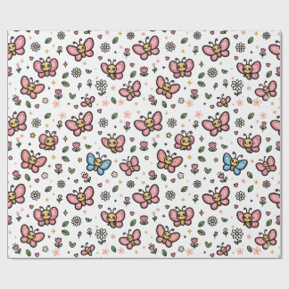 Papier Cadeau Papillon Mignon Motif Floral Sans Couture Kawaii