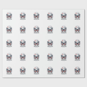 Papier Cadeau Papillon Patriotique Bonne Fête du 4 Juillet Conce