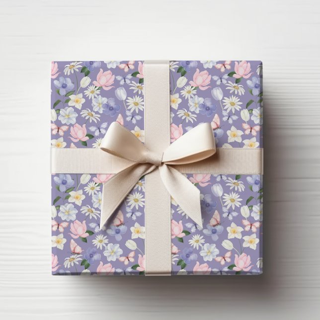 Papier Cadeau Papillon pourpre (Purple Butterfly Wrapping Paper
)