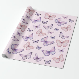 Papier Cadeau Papillon rose violet Anniversaire