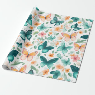 Papier Cadeau Papillon serène et fleur