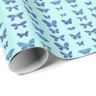 Papier Cadeau Papillons, bleu, arrière - plan turquoise clair