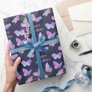 Papier Cadeau Papillons brillants Anniversaire