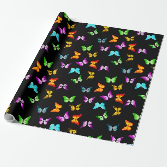 Papier Cadeau Papillons colorés (Déroulé)