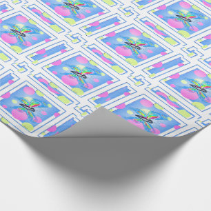 Papier Cadeau Papillons de dimensions colorés