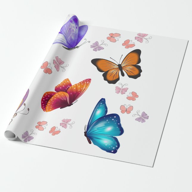 Papier Cadeau papillons enveloppant du papier (Déroulé)