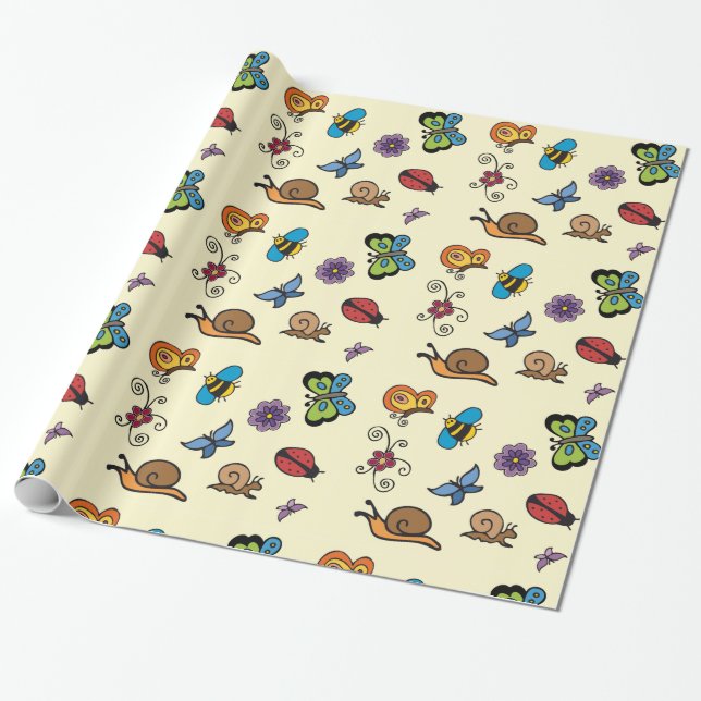 Papier Cadeau Papillons Escargots Insectes Thunder_Cove (Déroulé)