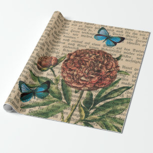 Papier Cadeau Papillons et coquelicots à la presse
