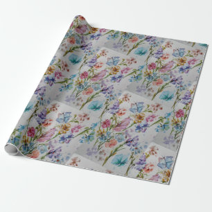 Papier Cadeau Papillons et fleurs amusants et capricieux