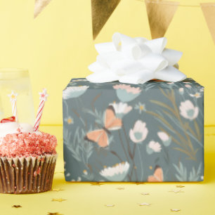 Papier Cadeau Papillons et Fleurs Sauvages d'Été